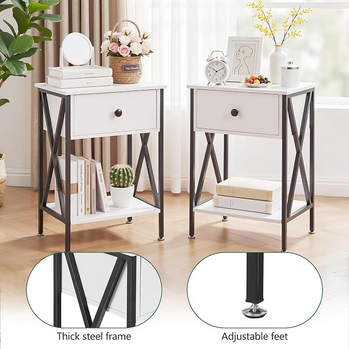 VECELO Nightstands Set of 2, Modern Bedside End Tables, Night Stands - Image 8