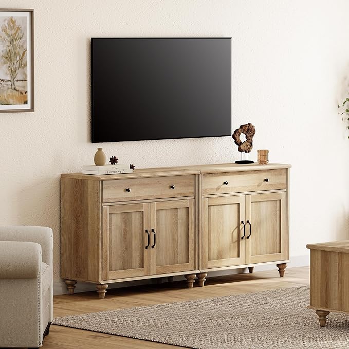 WAMPAT Farmhouse TV Stand for 75 inch TV - Image 2