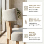 HNY Set of 4 Mid Century Modern Dining Chairs, Farmhouse Linen Fabric - Image 4
