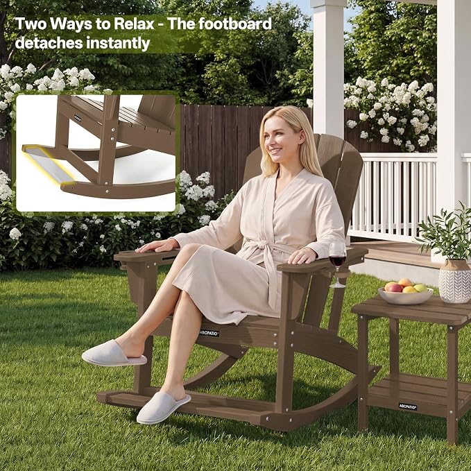 Outdoor Oversized Adirondack Rocking Chairs, All Weather HDPE Patio Rocking - Image 5