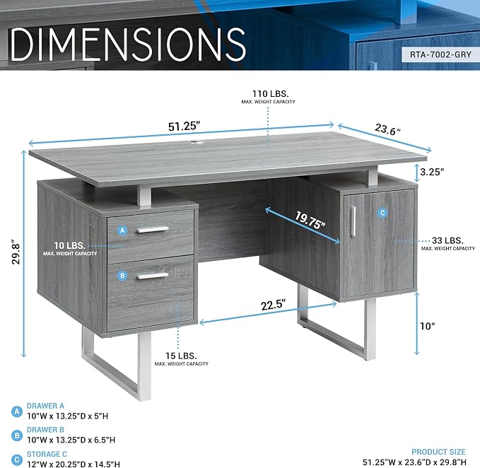 Techni Mobili Modern Office Desk - Image 3