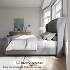 AMERLIFE California King Size Platform Bed Frame, Velvet Upholstered Sleigh Bed - Image 6