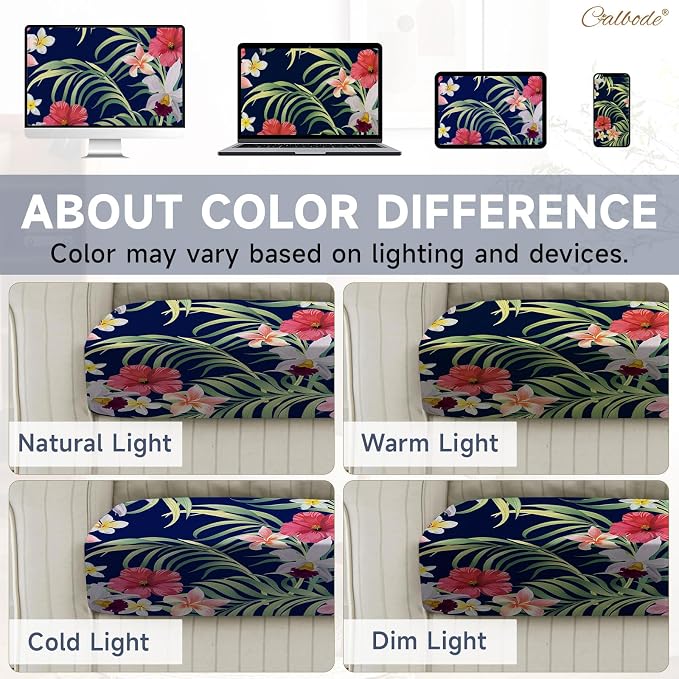 CALBODE 8 Pcs Stretch Outdoor Seat Cushion Covers, Tropical Floral, - Image 7
