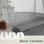 Charcoal Grey Sheer Curtains 90 Inches Long 2 Panels Set, Dual Rod Pocket - Image 8