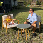 Outsunny Outdoor Bistro Set, 3 Piece Patio Set, Wood Effect Steel Round Table - Image 9