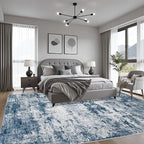 10x12 Area Rug Living Room: Modern Washable Indoor Soft Carpet Blue | - Image 3