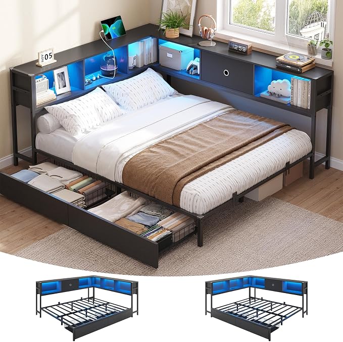 DICTAC Queen Corner Bed Frame by DICTAC