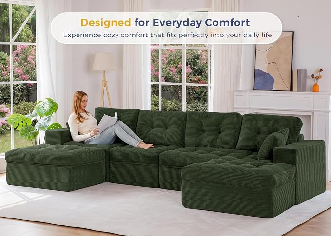 MAXYOYO 132" U Shaped Modular Sectional Sofa - Image 3