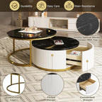Modern Round Nesting Coffee Table Fluted - Image 8