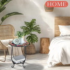 Cinnvoice Outdoor Side Table Round Small Mosaic Patio Accent Indoor End Plant - Image 5