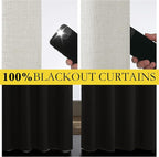 NICETOWN 100% Black Out Curtains 84 inch Long 2 Panels, Linen Blend Thermal - Image 3