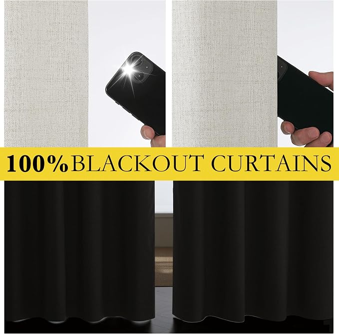 NICETOWN 100% Blackout Linen Curtains - Image 2
