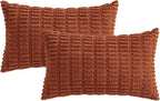 MIULEE Fall Lumbar Corduroy Decorative Throw Pillow Covers 12x20 Dark Rust | - Image 6