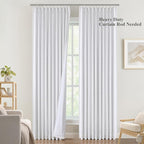 Vision Home White Pinch Pleated Full Blackout Curtains 60 inch Wide Thermal - Image 2