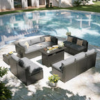 Aoxun Patio Furniture Set with Fire Pit Table, 12 Piece Outdoor Sectional Sofas - Image 7