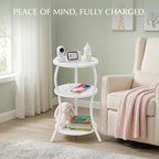 Small Round Side Table with Charging Station, 3-Tier Waist Circular End Table - Image 7