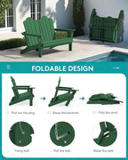 SERWALL Folding Adirondack Bench, HDPE All-Weather Adirondack Loveseat - Image 4