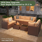 Aoxun 10 Piece Patio Furniture Set Wicker Rattan Patio Sectional Sofa Set - Image 2