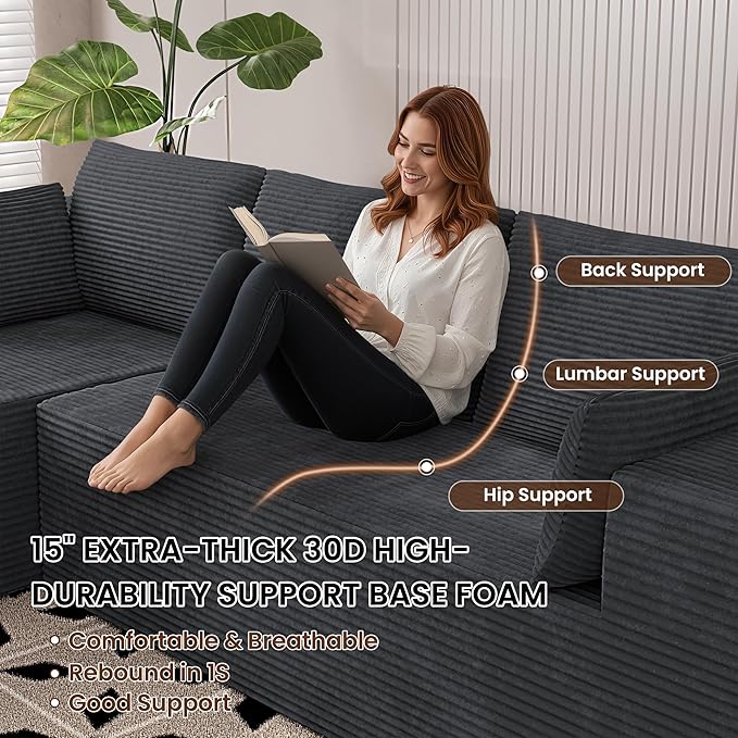 106" Cloud Sectional Boneless Couches - Image 4