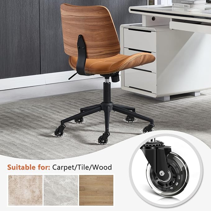 Home Office Desk Chair with Wheels, Adjustable Height Armless Office Chair - Image 7