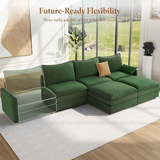 Vesgantti 108" U Shaped Sectional Couch, Comfy Cloud Modular Sectional Sofa - Image 8