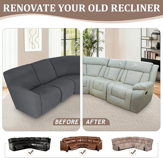 ALIECOM 100% Waterproof Recliner Sectional Couch Covers L Shape Stretch Corner - Image 7
