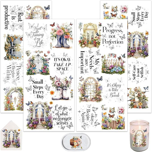 4 Sheets Rub on Transfers for Crafts, Gardens and Butterflies Furniture by Dorsbaby