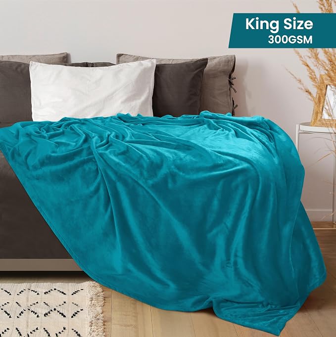 Utopia Bedding Soft Fleece Bed Blanket King Size Turquoise | Microfiber Plush - Image 2