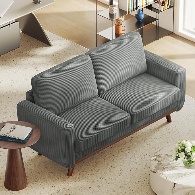 Vesgantti 68" Loveseat Sofa Dark Gray, Comfy Corduroy Couch - Image 7