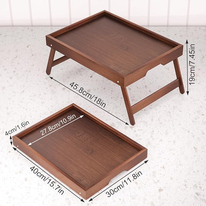 Fibogollo 2 Pack Bamboo Bed Tray Table - Image 2
