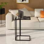 C Table Glass End Table, Couch Side Table, Tempered Glass Snack Side Table - Image 6