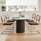 GrandNoor Rattan Dining Chairs Set, Wooden Mid Century Modern Dining Room Chairs - Image 3