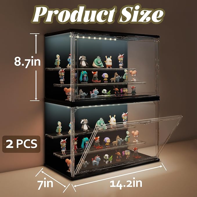 2PCS Clear Display Case for Collectibles, 3-Tier Adjustable Display Case - Image 2