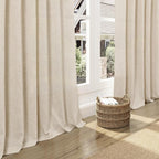 Living Room Curtains 63 Inch Length Linen Cream Beige Luxury Light Filtering - Image 5