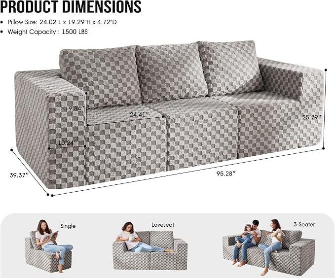 Modular Sectional Sofa 3-Seater Modular Couch - Image 2
