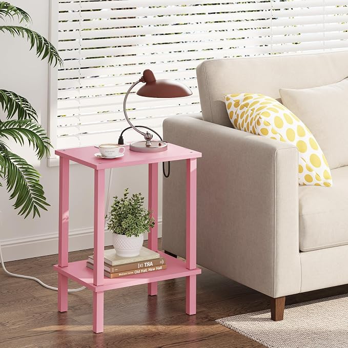 TUTOTAK End Table with Charging Station, Small Side Table with Outlets - Image 2
