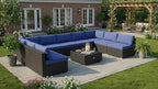 Tangkula 10 Pieces Patio Sofa Set, Outdoor Wicker Conversation Set - Image 3