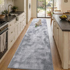2x10 Tie-dye Light Grey Runner Rug Washable Non-Slip - Image 4
