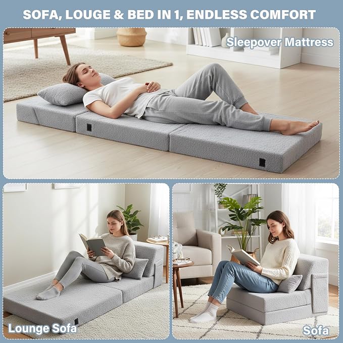 Tiita Convertible Folding Sofa Bed Single Size - Image 4