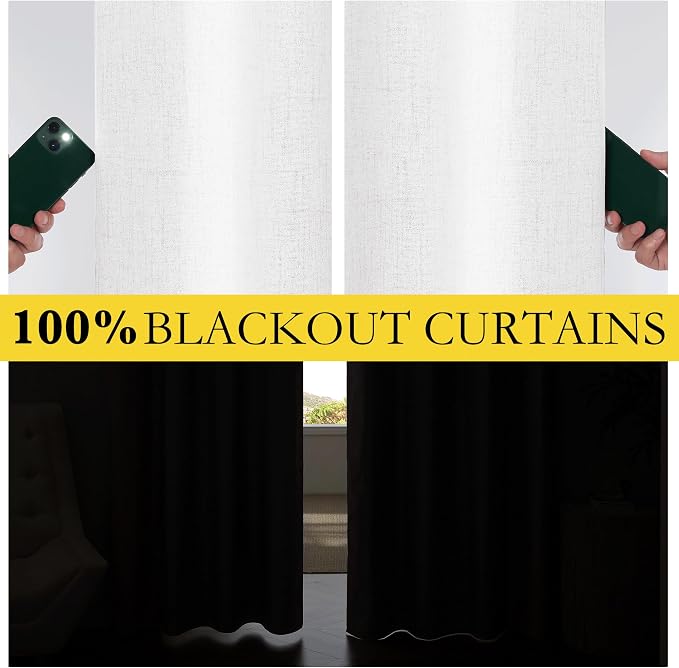 NICETOWN Short 100% Blackout Curtains 63" Long, Burlap Linen Drapes - Image 5