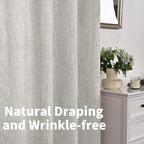 YoungsTex Light Grey Linen Curtains 84 Inch Length - Image 4