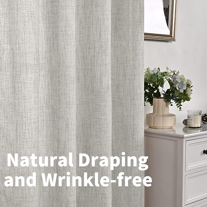 YoungsTex Light Grey Linen Curtains 80 Inches Long 2 Panels Set, Light - Image 7