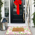 Front Door Mat Outside Entrance, 2x3 Pink White Floral Entryway Rug | Non-Slip - Image 9