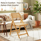 Furlide Rattan Folding Chair, Modern Mid Century Dining Chair Set of 1 - Image 9