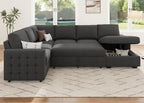 HONBAY Sectional Couch with Pull Out Bed, U-Shaped Sectional Sleeper Sofa with - Image 6