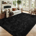 Noahas 4'x5'3'' Black Fluffy Soft Area Rug Non-Slip by ModernHomeDecor