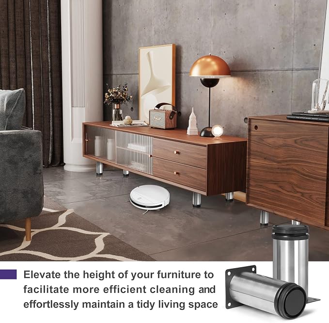 4 Inch Metal Furniture Legs Stainless Steel Adjustable Legs Silver Table Legs - Image 4