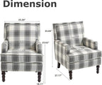 Plaid Accent Chair, Mid-Century Modern Armchair, Upholstered Decorative Reading - Image 3