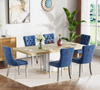 Henf 63"-79" Dining Table Set for 6, 7 Pieces Extendable Dining Table and 6 by Henf