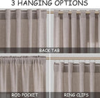Brownish Grey Linen Curtains for Living Room 86 Inches Long Back Tab Light - Image 2